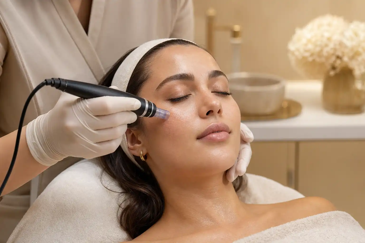 Microneedling Behandlung im Gesicht